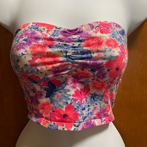 PINK small top. Has flowers and sweetheart top with little silver jewels